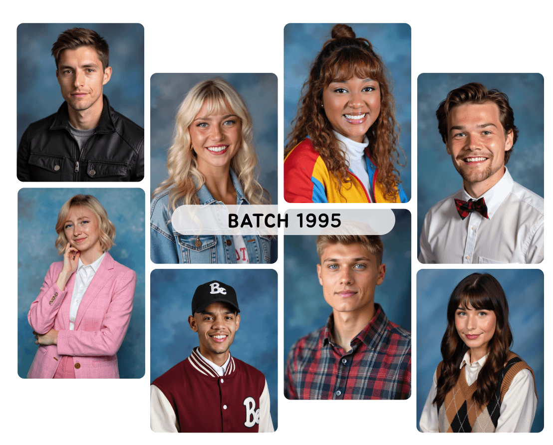 A hero illustration for yearbook photos, shown on the yearbook photos page.