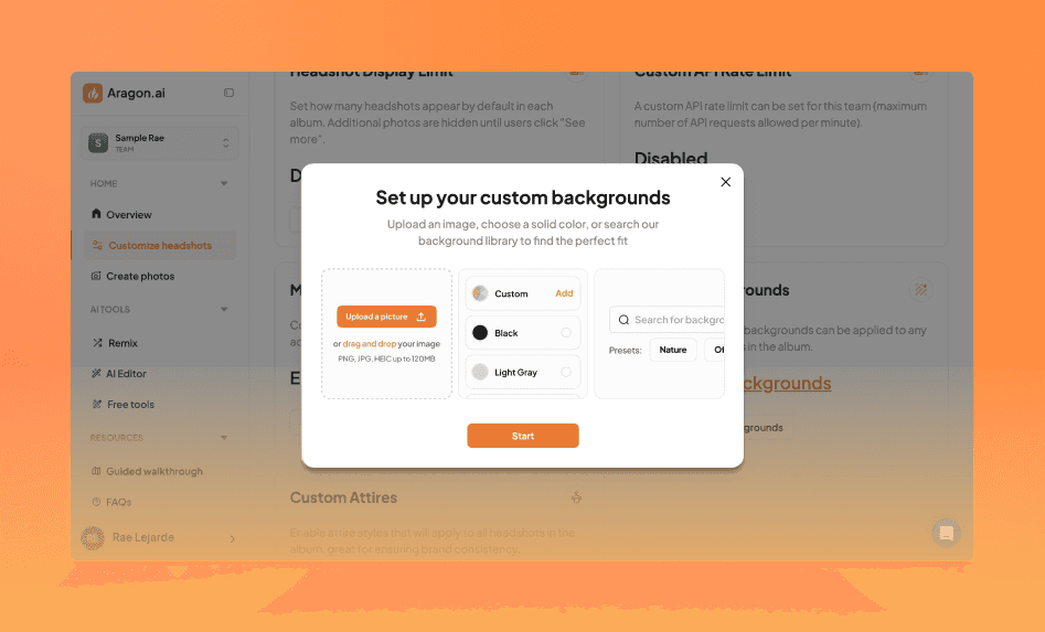 Custom Backgrounds Dashboard