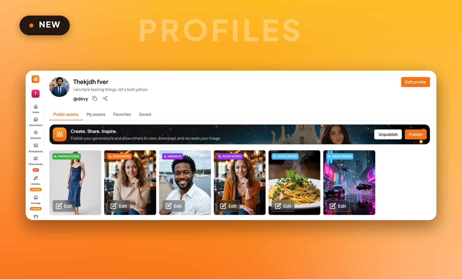 New Creator Profiles - Create, Share, Inspire