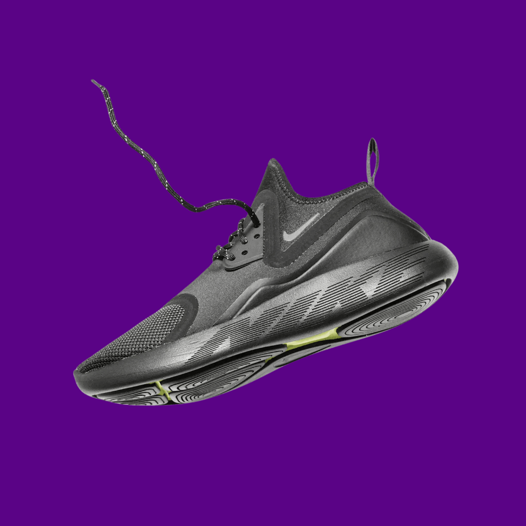 A Nike product photo on a purple background, created with the Background Changer.