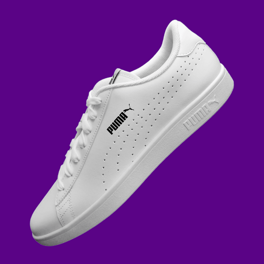 A Puma product photo on a purple background, created with the Background Changer.