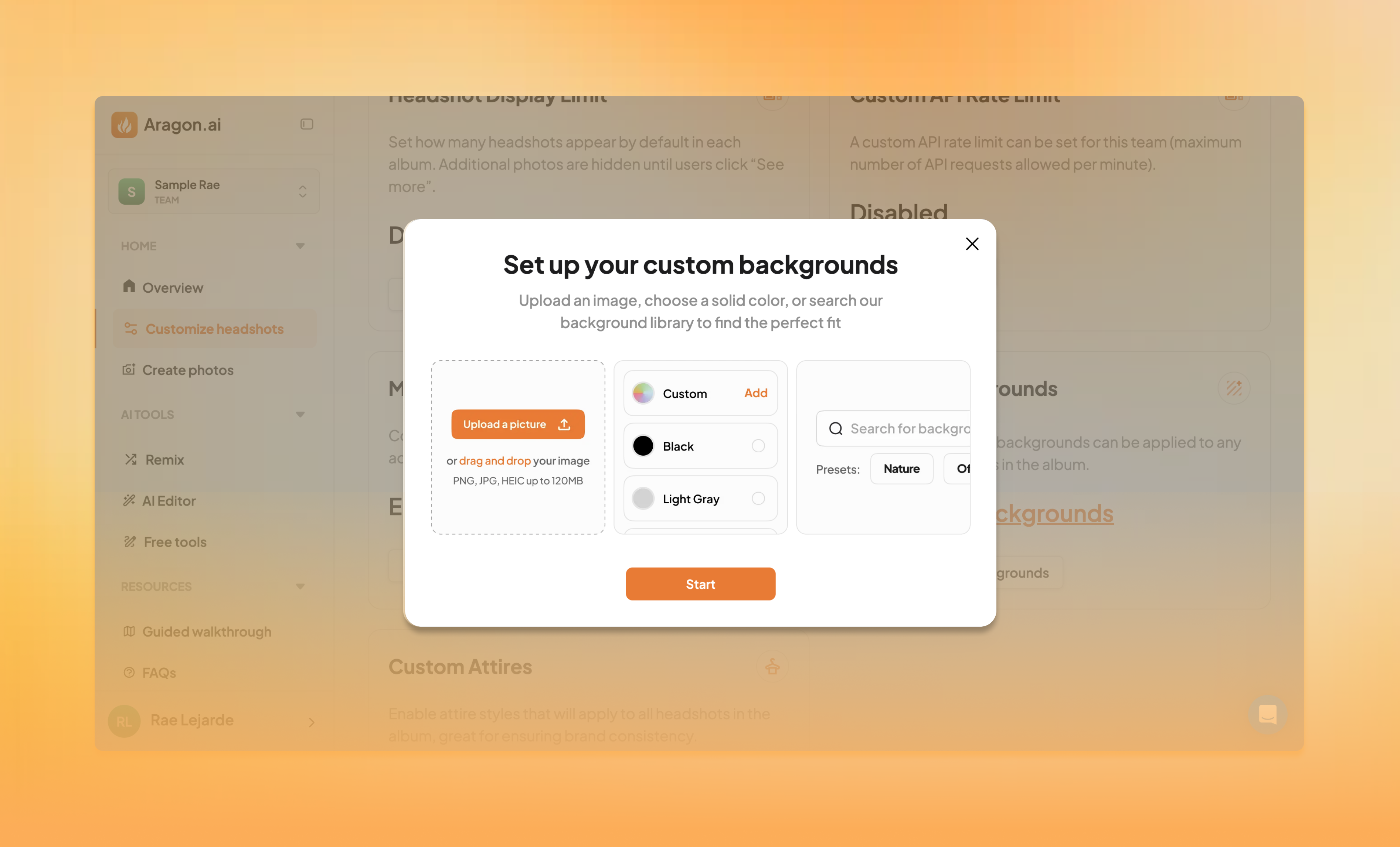 Custom Backgrounds Dashboard